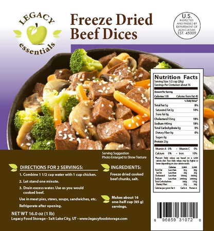 USDA Freeze Dried Beef Dices